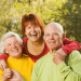 senior couple with their daughter outdoors